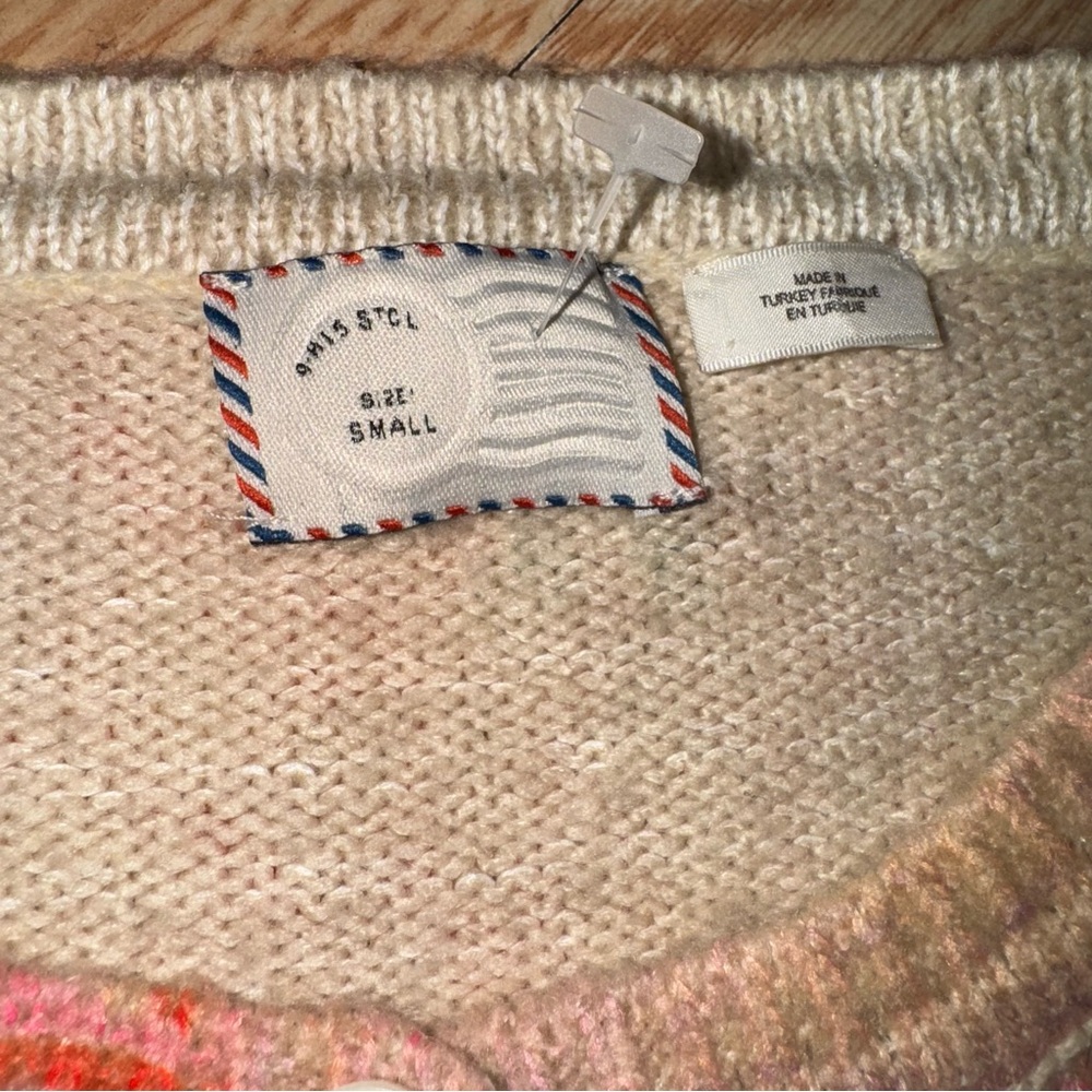 Pink Floral Crewneck Cardigan Sweater - Picture 3 of 8
